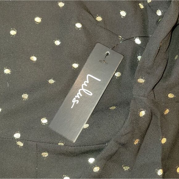 NWT Lulus She's Dot It Going On Gold and Black Polka Dot Dress S - Picture 9 of 11